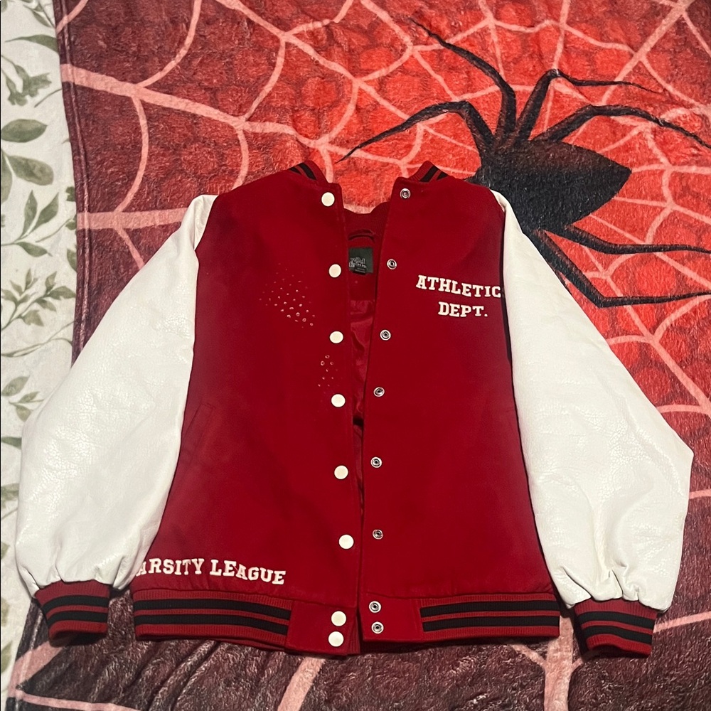 Wild Fable Red and White Varsity Jacket